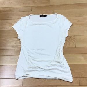 The Limited - short sleeves white tee - ruched on each side-size Large
